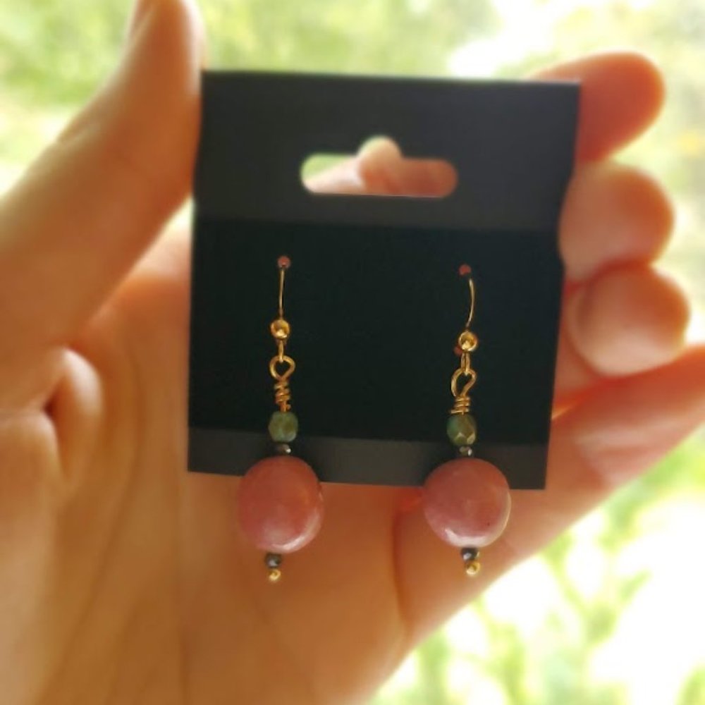 Upcycled Gorgeous Bead Earrings. Art Deco Style! Gold-Filled Hooks.